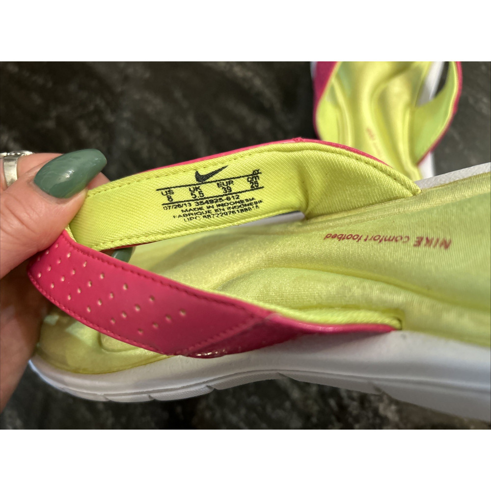 Nike Comfort Thong Women's Size 8 Vivid Pink Neon Green 354925-612 Shoes - Picture 6 of 11